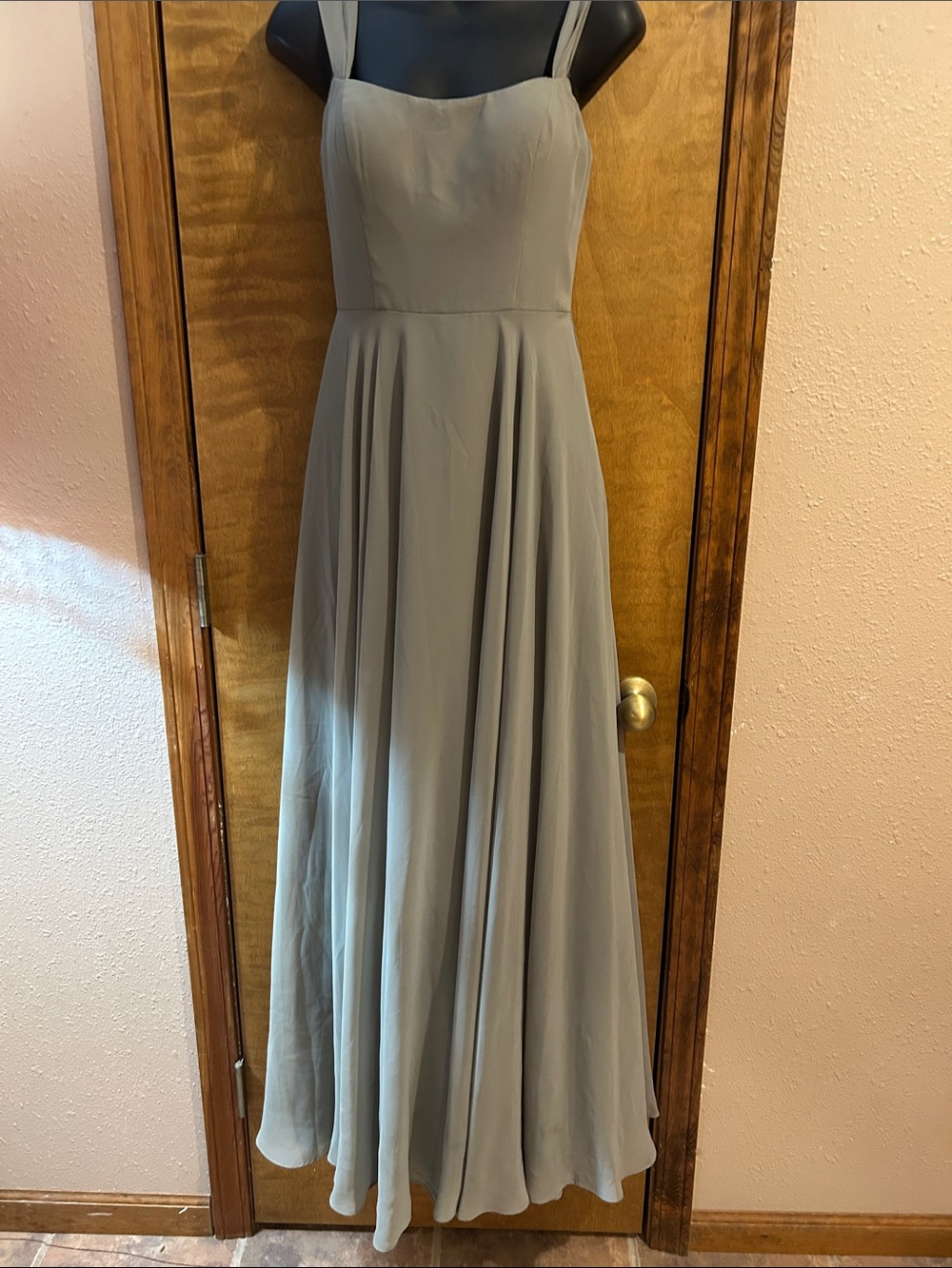 Elegant Sage Maxi Dress with Square Neckline NWOT